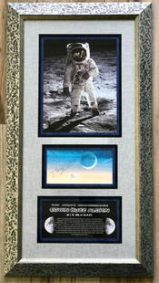 Buzz Aldrin Signed Cut Display 28 x 15 JSA Authenticated Framed: Buzz Aldrin Signed Cut Display 28 x 15 JSA Authenticated Framed This stunning display features a cut signature of Edwin "Buzz" Aldrin, the Apollo 11 astronaut and the second man to walk on the moon. T