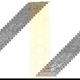 Antique Kurd Bidjar Runner Hand-Knotted Wool Heriz Serapi 3'6 x 14'7 Iran Circa 1920: Antique Kurd Bidjar Runner Hand-Knotted Wool Heriz Serapi 3'6 x 14'7 Iran Circa 1920 This exquisite Kurd Bidjar long antique runner features a captivating Heriz Serapi style, showcasing a vibrant arra