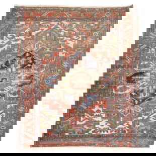 Antique Square Persian Heriz Carpet 5' x 6' Wool Hand-Knotted: Antique Square Persian Heriz Carpet 5' x 6' Wool Hand-Knotted Explore this exquisite antique square Heriz carpet from the Zabihi Collection, a true representation of early 20th-century craftsmanship.