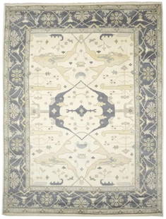 Handmade Extra Large Oushak Floral Wool Area Rug 10'0 x 13'11: Handmade Extra Large Oushak Floral Wool Area Rug 10'0 x 13'11 This Handmade Extra Large Oushak Oriental Rug brings a touch of elegance to your space with its muted floral design in a palette of cream,