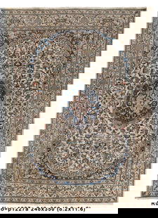 Elegant 8.2 x 11.6 Persian Nain Area Rug: Elegant 8.2 x 11.6 Persian Nain Area Rug This exquisite Persian Nain rug measures 8.2 x 11.6 feet, showcasing intricate designs and vibrant colors typical of Nain craftsmanship. Perfect for adding a t