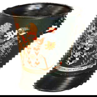 Antique Hand-Painted English Iron Fire Bucket with Heraldic Crest: Antique Hand-Painted English Iron Fire Bucket with Heraldic Crest This exquisite early 20th century English fire or coal bucket, dating back to circa 1930, is a stunning example of hand-crafted ironwo