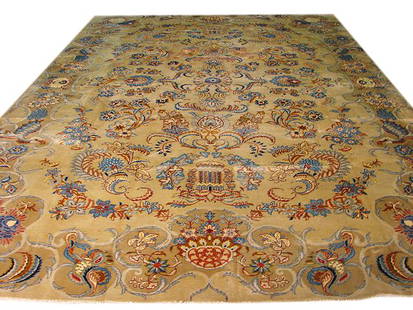 8'5 x 12'6 Semi Antique Persian Kerman Rug Light Sage Green: 8'5 x 12'6 Semi Antique Persian Kerman Rug Light Sage Green This exquisite semi-antique Persian Kerman rug is handcrafted by skilled Persian artisans, showcasing traditional designs that elegantly ble