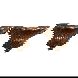 Antique Pair of 19th Century Louis XV Giltwood Wall Brackets Set of 2: Antique Pair of 19th Century Louis XV Giltwood Wall Brackets Set of 2 Elevate your decor with this exquisite pair of 19th-century Louis XV carved giltwood wall brackets, crafted in Southern France cir