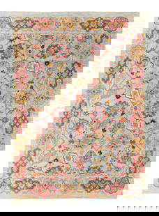Oversized Modern Oushak Blue Wool Rug 11'8 x 15'11 Geometric Floral Design: Oversized Modern Oushak Blue Wool Rug 11'8 x 15'11 Geometric Floral Design Enhance your space with this stunning modern Oushak hand-knotted wool rug featuring a vibrant blue field. The rug showcases a