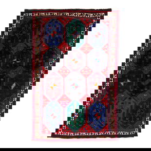 1960s Handmade Bidjar Persian Wool Rug 6'4" x 9'10" Multicolor Tribal Design: 1960s Handmade Bidjar Persian Wool Rug 6'4" x 9'10" Multicolor Tribal Design Discover this exquisite vintage handmade Bidjar Persian wool rug from the 1960s. Featuring a vibrant red field adorned with
