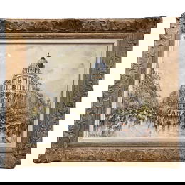 Frank Will Early 20th Century Framed Watercolor Paris Les Boulevards