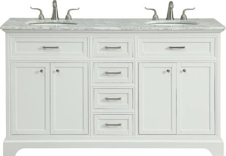 Elegant Lighting Double Vanity Cabinet 35H x 60W x 21.50D Brushed Steel White: Elegant Lighting Double Vanity Cabinet 35H x 60W x 21.50D Brushed Steel White This Elegant Double Vanity Cabinet beautifully combines style and functionality, featuring a stunning brushed steel white