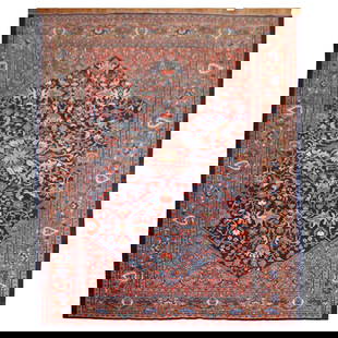 Vintage Hand-Knotted Persian Mahal Wool Carpet 10'6" x 13'3" 1920s: Vintage Hand-Knotted Persian Mahal Wool Carpet 10'6" x 13'3" 1920s This exquisite Antique Persian Mahal Carpet showcases the rich heritage of early 20th-century craftsmanship, meticulously hand-knotte
