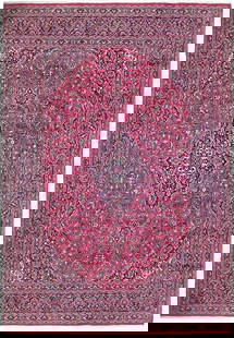 9.7 x 12.10 Red Handmade Kashan Persian Rug Wool Semi Antique: 9.7 x 12.10 Red Handmade Kashan Persian Rug Wool Semi Antique Experience the timeless beauty of this 9.7' x 12.10' Red Handmade Semi Antique Persian Kashan Rug, meticulously crafted by skilled Persian