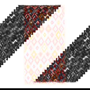 Vintage Kilim Wool Runner Red Geometric Design 4'8'' x 8'10'': Vintage Kilim Wool Runner Red Geometric Design 4'8'' x 8'10'' Beautiful kilim handmade wool runner with a red field. This Vintage flatweave rug features a gorgeous all-over geometric design. Depth: 10