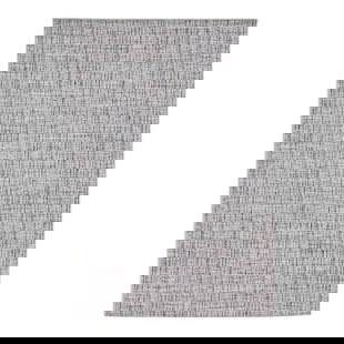 Gray Contemporary Hand Loomed Wool Rug 5' x 7'6' with Strie Design: Gray Contemporary Hand Loomed Wool Rug 5' x 7'6' with Strie Design Beautiful Contemporary Texture weave Collection rug with a gray field and Subtle blue woven striations add visual texture to the desi