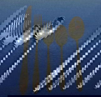 Towle Sculptured Rose Sterling Silver Flatware Set for 12 - 65 Pieces: Towle Sculptured Rose Sterling Silver Flatware Set for 12 - 65 Pieces This exquisite Sculptured Rose sterling silver flatware set by Towle is perfect for entertaining, featuring service for 12 and a t