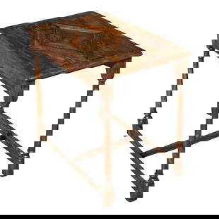 Theodore Alexander Castle Bromwich Vintage Boho Reclaimed Wood Side Table: Theodore Alexander Castle Bromwich Vintage Boho Reclaimed Wood Side Table Introducing the Vintage Boho Theodore Alexander "Castle Bromwich" Reclaimed Wood Side Table, a captivating blend of rustic cha