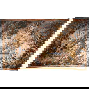 18th Century French Aubusson Tapestry with Birds and Floral Border: 18th Century French Aubusson Tapestry with Birds and Floral Border This stunning 18th-century French hand-woven Aubusson tapestry, crafted circa 1760, showcases the exquisite artistry and craftsmanshi