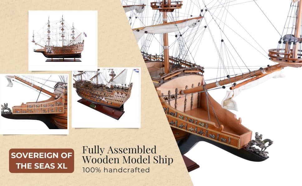 Sovereign of the Seas Ship Model XL Limited Edition: Sovereign of the Seas Ship Model XL Limited Edition This stunning replica of the Sovereign of the Seas is a remarkable model crafted from exotic wood, showcasing exceptional detail and craftsmanship.