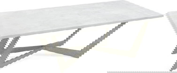 John-Richard Calica Modern Marble Cocktail Table 60 x 36 in: John-Richard Calica Modern Marble Cocktail Table 60 x 36 in This Modern Traditional Cocktail Table combines contemporary style with elegant design. Featuring a stunning textured white marble top, it o
