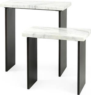 Sleek Lynnes Side Table with Dark Bronze Marble Top: Sleek Lynnes Side Table with Dark Bronze Marble Top Introducing the Sleek Lynnes Side Table, a stylish addition to any home. This side table features a stunning marble top complemented by a dark bronz
