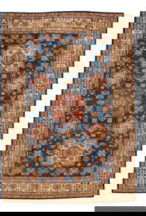 Contemporary Kazak Wool Rug Blue Geometric Design 8'10 x 12'5: Contemporary Kazak Wool Rug Blue Geometric Design 8'10 x 12'5 This stunning contemporary Kazak wool rug features a vibrant blue field accented with a rich array of multi-color geometric designs. The r