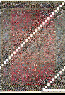 Handcrafted 8'2 x 10'8 Antique Persian Heriz Rug: Handcrafted 8'2 x 10'8 Antique Persian Heriz Rug This exquisite 8.2 x 10.8 Antique Persian Heriz Rug is handcrafted by skilled Persian artisans, showcasing traditional designs woven throughout. The ru