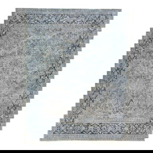 Antique Gray Persian Tabriz Wool Rug Shah Abbasi Design 7'10 x 10'8: Antique Gray Persian Tabriz Wool Rug Shah Abbasi Design 7'10 x 10'8 This exquisite antique Tabriz rug showcases a stunning gray color field, intricately hand-knotted from high-quality wool. It feature