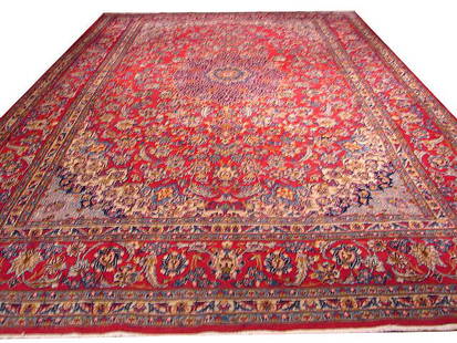 Handcrafted Persian Esfahan Najaf Wool Area Rug 9'6 x 14'10: Handcrafted Persian Esfahan Najaf Wool Area Rug 9'6 x 14'10 Discover the beauty of this authentic Persian Esfahan Najaf wool rug, meticulously handcrafted by skilled artisans in Iran. This luxurious a