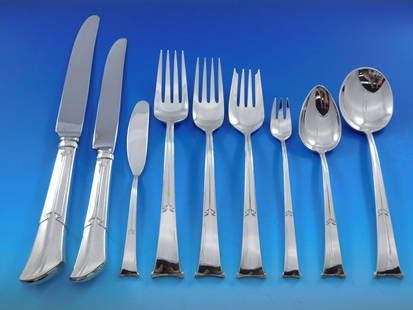 Tiffany & Co. Linenfold Sterling Silver 79-Piece Flatware Set: Tiffany & Co. Linenfold Sterling Silver 79-Piece Flatware Set Discover the exquisite Linenfold flatware set by Tiffany & Co., a stunning collection that embodies Mid-Century Modern design. Crafted fro