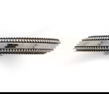 14k White Gold Eternity Wedding Band Size 11 with Beaded Edge: 14k White Gold Eternity Wedding Band Size 11 with Beaded Edge This exquisite 14k white gold men's wedding band features a distinctive beaded edge design, perfect for commemorating special occasions. T