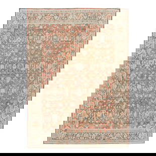 Red Antique Persian Mahal Hand-Knotted Wool Rug 9'3 x 13': Red Antique Persian Mahal Hand-Knotted Wool Rug 9'3 x 13' This exquisite antique Persian Mahal rug is meticulously hand-knotted from high-quality wool, featuring a striking red field adorned with a fl