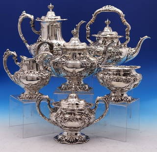 Reed & Barton Francis I Sterling Silver 6-Pc Tea Set with Kettle 1900-1940: Reed & Barton Francis I Sterling Silver 6-Pc Tea Set with Kettle 1900-1940 This exquisite 6-piece tea set from the renowned Francis I pattern by Reed & Barton is a stunning representation of sterling
