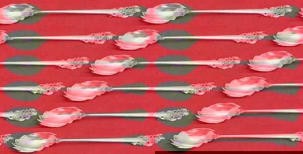 Wallace Grande Baroque Sterling Silver Iced Tea Spoon Set 12 Pieces 7 5/8: Wallace Grande Baroque Sterling Silver Iced Tea Spoon Set 12 Pieces 7 5/8 This exquisite set of 12 iced tea spoons features the iconic Grande Baroque pattern by Wallace, crafted from high-quality ster