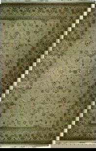 Handmade 10' x 15'6" Beige Wool & Silk Area Rug, Elegant Design: Handmade 10' x 15'6" Beige Wool & Silk Area Rug, Elegant Design Enhance your living space with this exquisite handmade rug, meticulously crafted from a luxurious blend of fine wool and silk. With dime