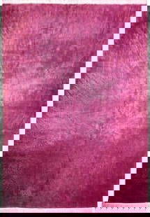 Handmade 12x15 Art Deco Area Rug Solid Red Wool China: Handmade 12x15 Art Deco Area Rug Solid Red Wool China Introducing a striking Handmade Art Deco Area Rug, measuring 12 feet in width and 15 feet in length (144 in x 180 in). Crafted with precision in C