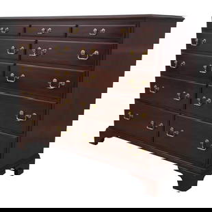 Stickley Chippendale Mahogany Masters Chest with Felt Lined Drawer: Stickley Chippendale Mahogany Masters Chest with Felt Lined Drawer This Stickley Chippendale Mahogany Masters Chest, crafted around 2002, exemplifies traditional craftsmanship with its solid mahogany