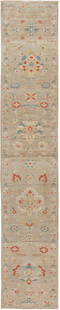 Contemporary Sultanabad Wool Runner Rug 3' x 17' 1" Ivory Red Blue Accents: Contemporary Sultanabad Wool Runner Rug 3' x 17' 1" Ivory Red Blue Accents This stunning contemporary Sultanabad runner rug features a beautiful hand-knotted wool construction with a tan field adorned