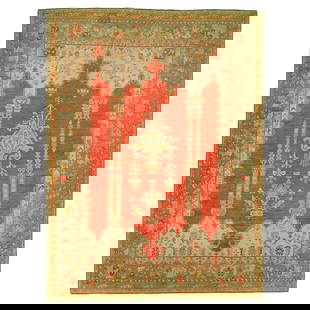 Antique Oushak Carpet 19th Century Turkish Wool 12'10'' x 17'1'': Antique Oushak Carpet 19th Century Turkish Wool 12'10'' x 17'1'' Discover the exquisite beauty of this antique Oushak carpet from the Zabihi Collection. This classical Roman-style piece measures 12'10