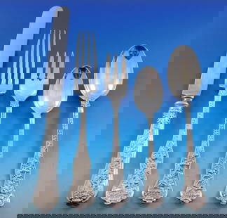 Tiffany & Co Olympian Sterling Silver Flatware Set for 12 - 60 Pieces: Tiffany & Co Olympian Sterling Silver Flatware Set for 12 - 60 Pieces Experience the elegance of the Olympian pattern by Tiffany & Co., a stunning sterling silver flatware set that includes 60 pieces