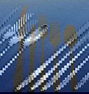 Towle Sculptured Rose Sterling Silver Flatware Set for 12 - 67 Pieces with Storage Chest: Towle Sculptured Rose Sterling Silver Flatware Set for 12 - 67 Pieces with Storage Chest Elevate your dining experience with the Sculptured Rose Sterling Silver Flatware Set by Towle, designed to serv