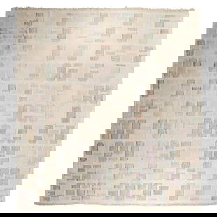Zabihi Collection Vintage Scandinavian Turkish Kilim 13'1" x 15'7" Hand-Knotted Wool: Zabihi Collection Vintage Scandinavian Turkish Kilim 13'1" x 15'7" Hand-Knotted Wool Introducing a stunning Zabihi Collection Oversize Vintage Scandinavian Influenced Turkish Kilim, a unique piece tha