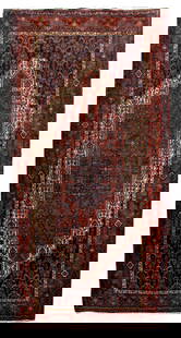 Handwoven 4'3" x 10' Red Persian Hamadan Area Rug: Handwoven 4'3" x 10' Red Persian Hamadan Area Rug Enhance your decor with this stunning 4' 3" x 10' Red Persian Hamadan Rug, a masterpiece of traditional Persian craftsmanship. Handwoven by skilled ar
