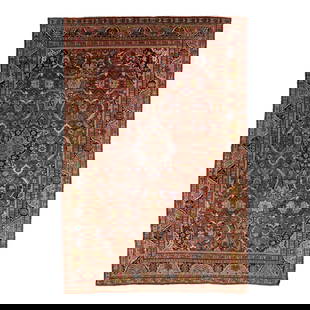 Antique Persian Mahal Wool Rug 11'3 x 17' Floral Design Red: Antique Persian Mahal Wool Rug 11'3 x 17' Floral Design Red Discover the exquisite charm of this antique Mahal hand-knotted wool rug. Featuring a striking red field adorned with an intricate all-over