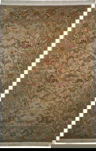 Handwoven 5.9 x 8.10 Beige Silky Chobi Peshawar Area Rug: Handwoven 5.9 x 8.10 Beige Silky Chobi Peshawar Area Rug Introducing the exquisite 5.9 x 8.10 Beige Silky Chobi Peshawar Rug, a perfect blend of traditional craftsmanship and contemporary style. Handw