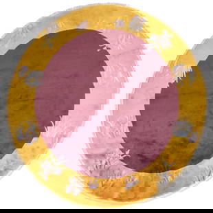 Rare 79in Chinese Round Art Deco Rug Wool Hand-Woven: Rare 79in Chinese Round Art Deco Rug Wool Hand-Woven Discover the exquisite beauty of this rare Chinese Round Art Deco rug from the 2nd quarter of the 20th century. Hand-woven from high-quality wool,