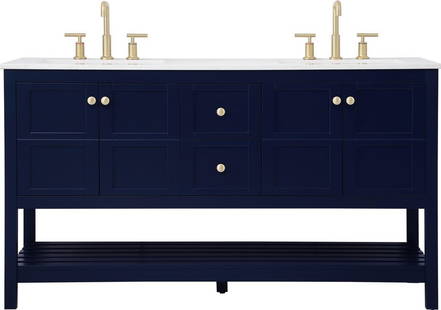 Elegant Lighting Blue Bathroom Vanity 34H 60W 22D with Ample Storage: Elegant Lighting Blue Bathroom Vanity 34H 60W 22D with Ample Storage Enhance your bathroom with this luxurious blue bathroom vanity, designed in an elegant traditional style. This piece combines sophi