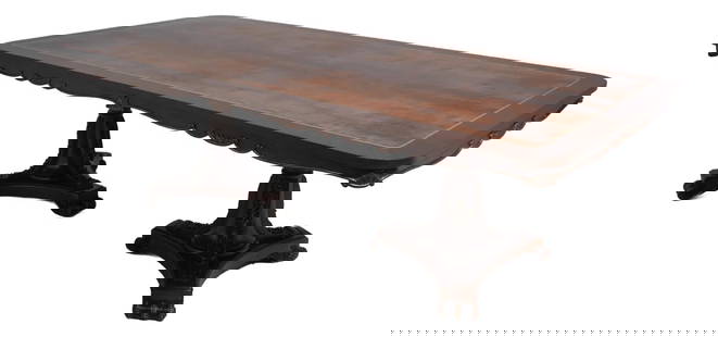 Regency Italian Mahogany Double Pedestal Dining Table 102 x 50 x 30.5: Regency Italian Mahogany Double Pedestal Dining Table 102 x 50 x 30.5 This impressive Large Regency Italian Style Double Pedestal Dining Table showcases exquisite craftsmanship and high-quality mahoga