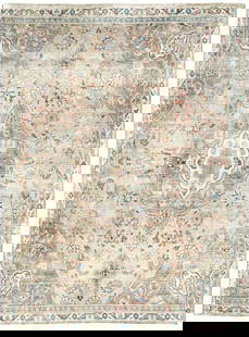 Vintage Handmade 7'5 x 9'11 Distressed Floral Wool Oriental Rug: Vintage Handmade 7'5 x 9'11 Distressed Floral Wool Oriental Rug Enhance your living space with this exquisite 7'5" x 9'11" Distressed Antique Handmade Oriental Rug. Featuring a muted floral design in