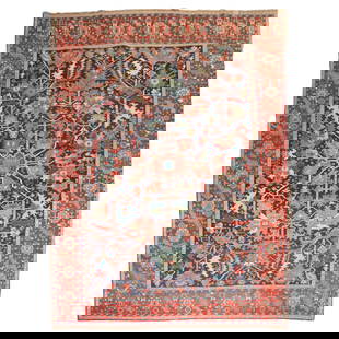 Late 19th Century Persian Serapi Hand-Knotted Wool Carpet 119 x 152: Late 19th Century Persian Serapi Hand-Knotted Wool Carpet 119 x 152 Discover the beauty of this late 19th century Persian Serapi carpet, featuring a stunning Heriz design with jewel tones. Hand-knotte