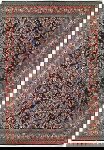 Handcrafted Navy Blue Persian Sarouk Rug 6'8 x 9'8 Traditional Design: Handcrafted Navy Blue Persian Sarouk Rug 6'8 x 9'8 Traditional Design Elevate your living space with this exquisite handcrafted Navy Blue Fine Persian Sarouk Rug. Featuring traditional Persian designs
