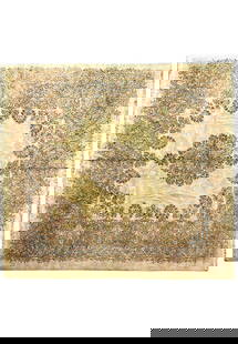 Luxurious 11'5 x 11'8 Ivory Kerman Persian Rug Handmade Wool: Luxurious 11'5 x 11'8 Ivory Kerman Persian Rug Handmade Wool Enhance your living space with this luxurious 11' x 12' Ivory Square Persian Kerman Rug, an exquisite masterpiece of authentic Persian craf