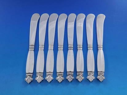 Georg Jensen Acanthus Sterling Silver Butter Spreader Set of 8: Georg Jensen Acanthus Sterling Silver Butter Spreader Set of 8 This exquisite set of 8 butter spreaders features the elegant Acanthus pattern by Georg Jensen, crafted from high-quality sterling silver